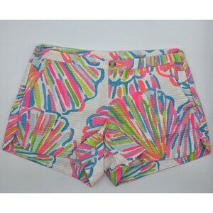 Lilly Pulitzer Women's Adie Shorts Size 2 Pink Shellebrate Textured Beach Shells